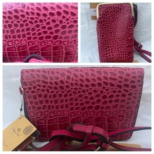 Patricia Nash Pertina Frame Pouch Crossbody Magenta Red Croco